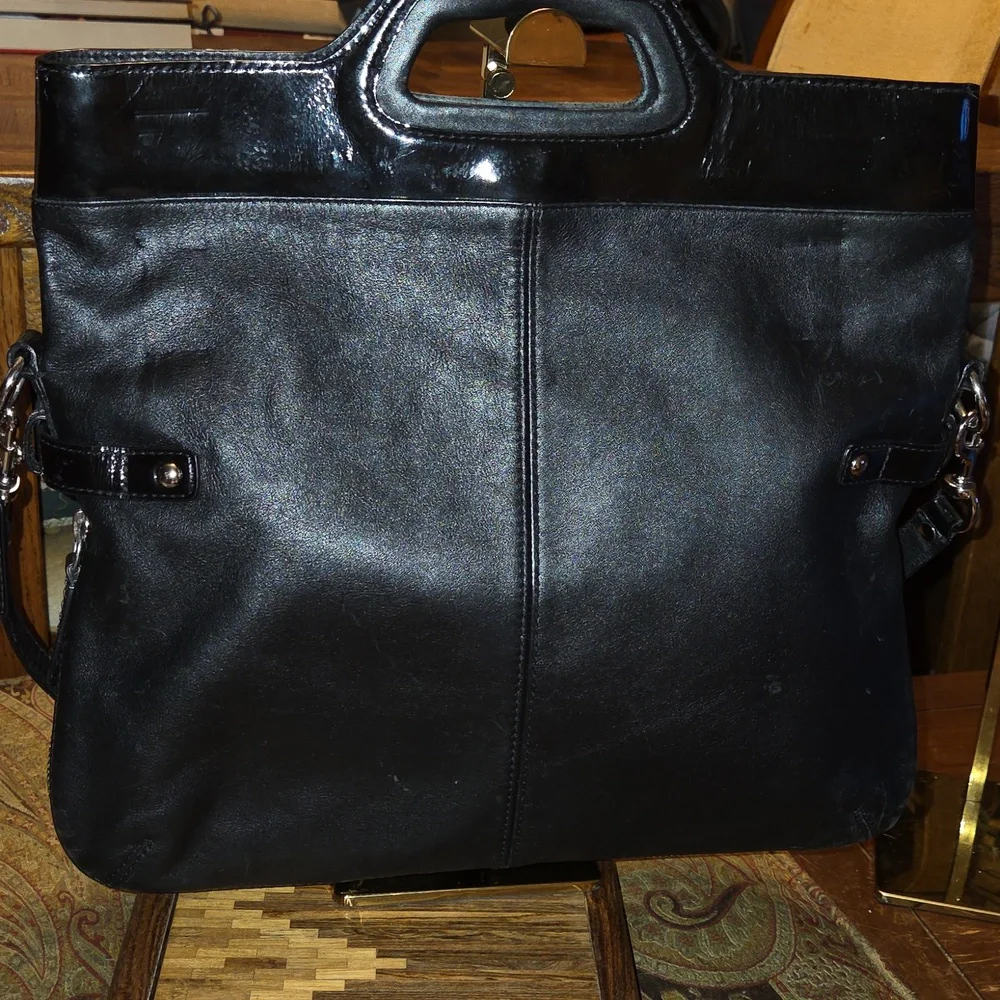 Coach Bonnie Foldover Bag 13380 Black Leather Shoulderbag MSRP $498 2008 EUC - Picture 6 of 16